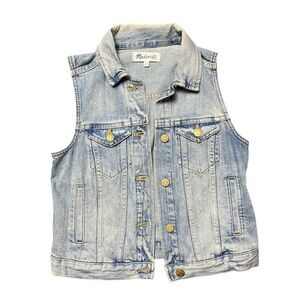 Madewell Light Wash Denim Jean Vest Button Up Denim Vest Sleeveless Size XS
